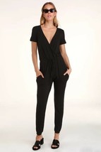 Lulus SEVANNAH charcoal Gray rayon SHORT SLEEVE JUMPSUIT M or 6-8 new - $26.73