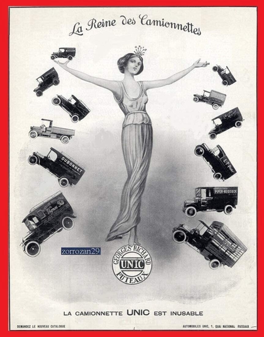 Primary image for 1922 Camionette UNIC *La Reine des Camionettes* GRANDE ANNONCE N/B VINTAGE...