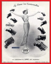 1922 Camionette UNIC *La Reine des Camionettes* GRANDE ANNONCE N/B VINTA... - £13.41 GBP