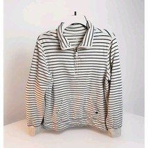 LL Bean Pullover Shirt Womens Size L REG KANGAROO POCKET ZIP STRIPES Out... - $5.89