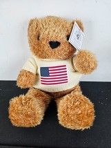 Vintage Beverly Hills Teddy Bear Co American Flag Sweater Stuffed Patriot 8" Tag - £10.08 GBP
