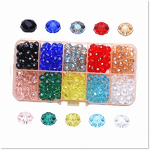 300Pcs Sparkling 8mm Briolette Crystal Beads - Colorful Faceted Rondelle Shape f - £22.32 GBP