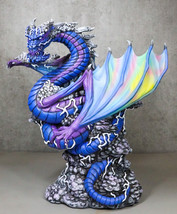 Ryvthys Air Elemental Blue Wind Rainbow Winged Dragon On Lightning Clouds Statue - £79.28 GBP