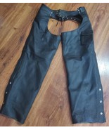 Men&#39;s Leather Chaps Size Large Black Zip Snap 30 1/2&quot; Inseam - $50.00