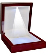 Wooden Jewelry Box with LED Light 4 x 4 x 1.5 Inches Wood Case Necklace ... - $46.65