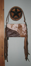 Myra #3828 &quot;Fractional&quot; Embossed, Leather, Hairon 11&quot;x7&quot; Crossbody Bag~F... - $51.18