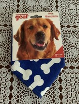 Companion Gear Blue Dog Bone Design Dog Bandana MEDIUM Tie On Scarf Brand New - £7.07 GBP