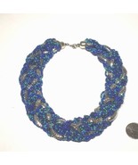 Glass Seed Bead and Silver Tone Braided 18&quot; Thick Chunky Necklace Revers... - £24.05 GBP