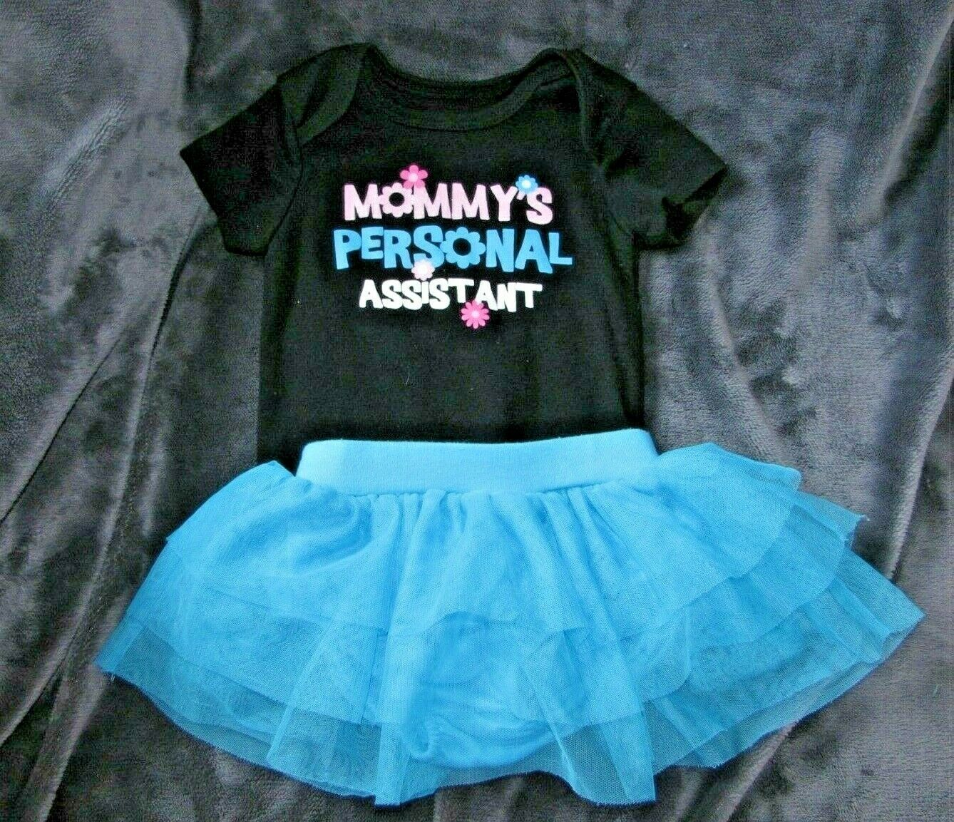 FADED GLORY MOMMYS MOMMY'S PERSONAL ASSISTANT BODYSUIT & BLUE TUTU GIRL 3-6 - $13.85