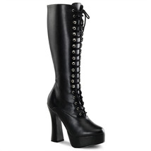 PLEASER ELECTRA-2020 Women&#39;s 5&quot; Stack Heel Platform Knee High W/ Zipper Boots - £70.14 GBP