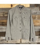 Harley Davidson Women’s S Grey Denim Studded Shirt Jacket Shacket Embroi... - $37.40