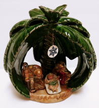 Vintage Ceramic Palm Tree Nativity Scene Christmas Decoration - £45.11 GBP