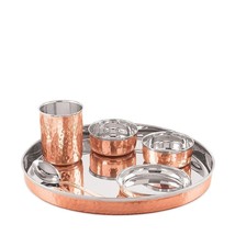 DINNER SET  6 Pieces Stainless Steel AND Copper Hammered Finish - £81.15 GBP