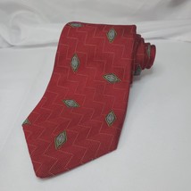 Vintage Chanel Paris Red Silk Mens Tie With Chevron &amp; Diamond Pattern - $64.34