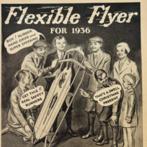 1936 Flexible Flyer Advertisement Toboggan Sled Winter Fun S.L. Allen E90F1 - $28.01 CAD