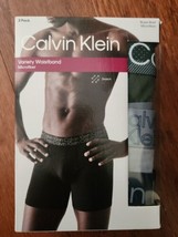Calvin Klein Microfiber Boxer Briefs Mens XL 40-42 Blue Gray Green 3 Pk - £17.80 GBP