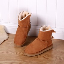 MBR FORCE Cowhide Leather Short plush  Lined Women Short Ankle Winter Suede Snow - £63.02 GBP
