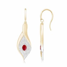 Natural Ruby Oval Drop Earrings for Women in 14K &amp; Gold (Grade-AAA , 4x3MM) - £617.86 GBP