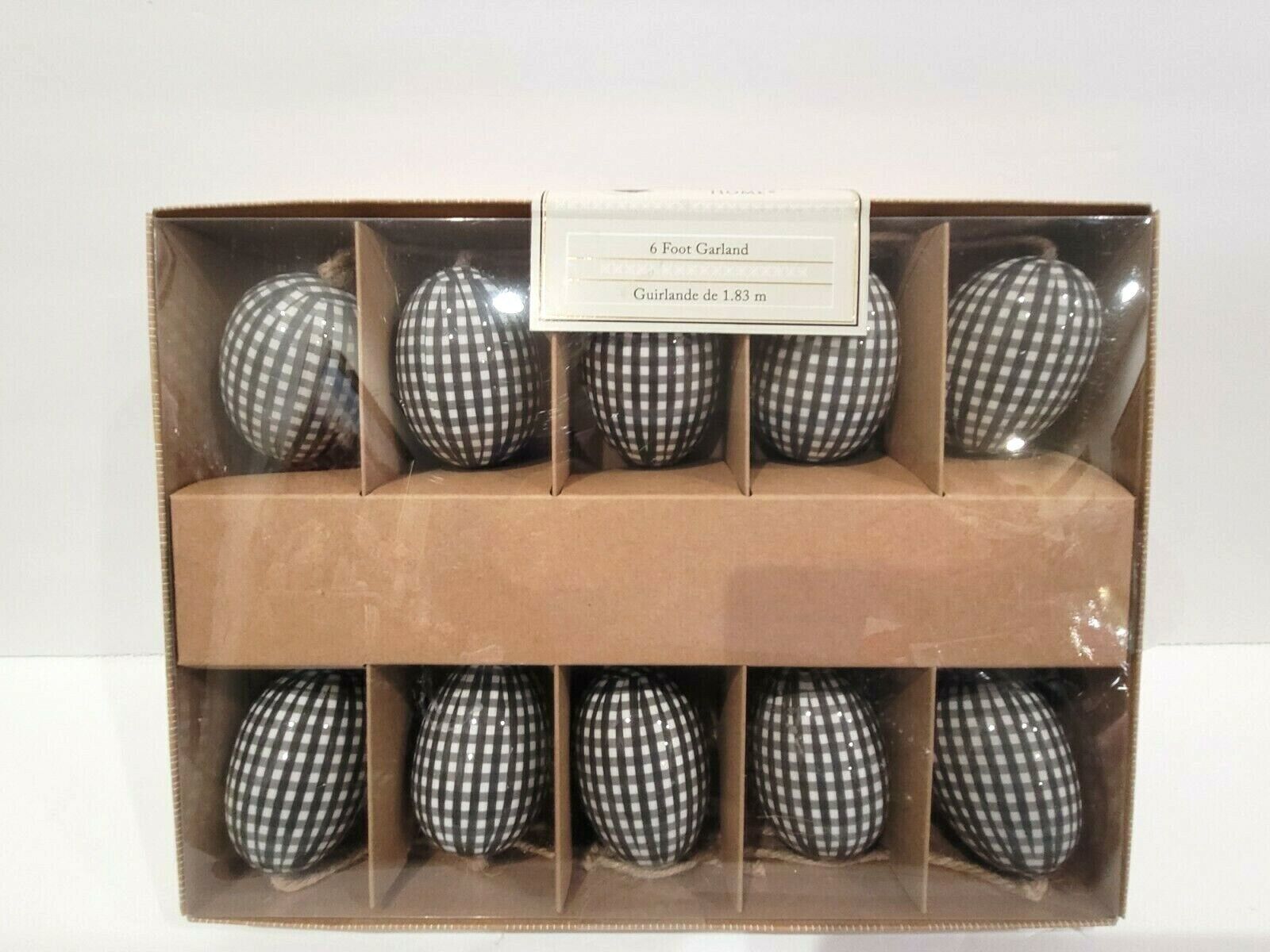 Well Dressed Home Buffalo Plaid Black White Check Easter Egg Garland 6ft - $28.70