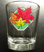 St Jacobs Canada Shot Glass Clear Glass with Autumn Leaves Red Orange Ye... - $6.99