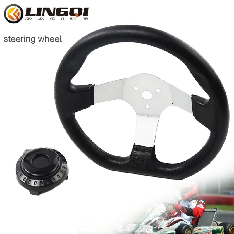LINGQI RACING 270mm/10.6&quot; Handlebar Handle Bar Steering Wheel With Cap Universal - £28.31 GBP