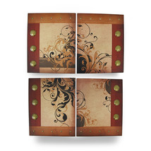 Scratch &amp; Dent Paisley Vines Artistic Montage Set of 4 Canvas Wall Hangings - £12.60 GBP