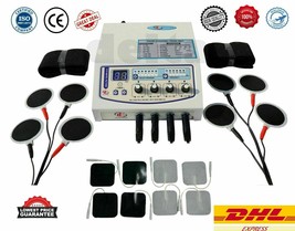Latest Electrotherapy 4 channel unit with Sticky Pads &amp; Carbon Pads unit machine - £112.12 GBP