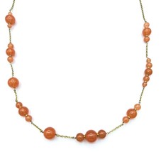 J Crew Gold Tone Pale Peach Bauble Station Necklace - £14.12 GBP