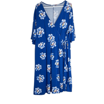 Old Navy Womens 3X Wrap Midi Dress Blue Floral Print Short Sleeve Stretch Flowy - £17.84 GBP