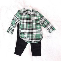 Carter&#39;s Baby 2pc Flannel Top &amp; Corduroy Pants Set, &quot;Baby Boy&quot; (Size 12M) ~ New - £14.78 GBP