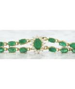 8Ct Simulated Oval Emerald And Diamond Wedding Bracelet925 Silver Gold P... - £187.73 GBP