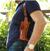Fits H&K P30 9/40 3.85”BBL Leather Shoulder Holster Double Mag Case #1027# RH image 3