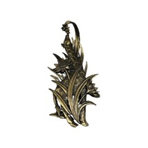 JJ Jonette Jungle Giraffe Eating Flowers Pin Pewter Large Floral Figural Brooch - £18.60 GBP