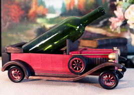 Hand Made Wood Retro Style Pink Cabriolet Convertible Car Wine Holder Figurine - £44.75 GBP