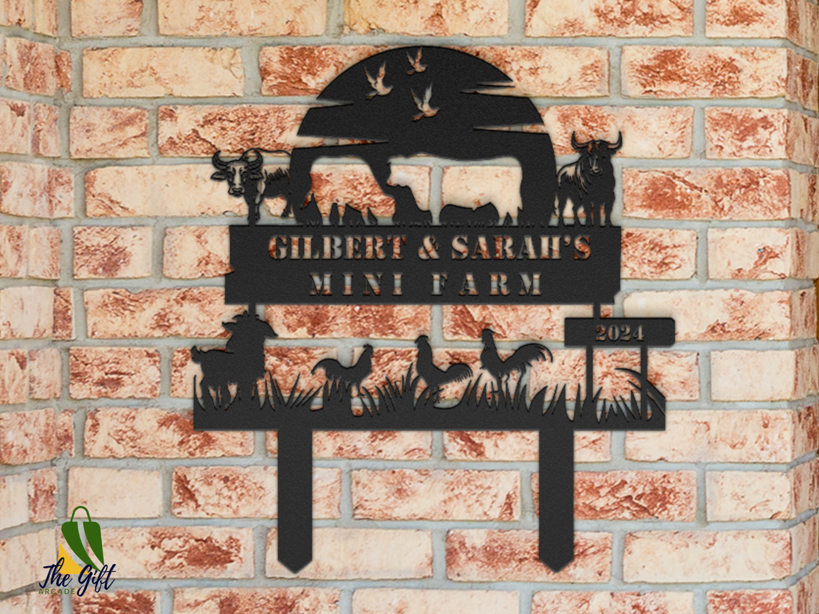 Personalize Mini Farm Metal Art Garden Stakes-Custom Farm Sign for Garden Lovers