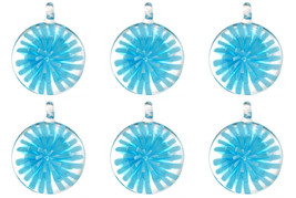 Light Blue Lampwork Glass Pendant Bead Round Flower Pack of 6 - £14.98 GBP
