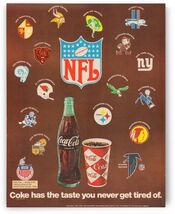 12x8in Metal Sign NFL Coca-Cola Vintage Advertising Collectible - $34.84 CAD