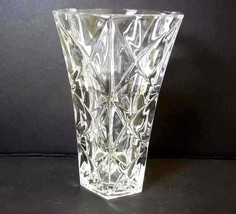 Heavy lead crystal pressed glass tapered posy vase 6 sided 5&quot; tall - £6.80 GBP