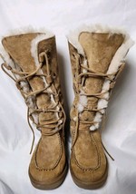 UGG appalachian Women Size 8 Tan Lace Up Fleece Lined suede Boots - £85.16 GBP