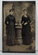 Tintype Photo Two Women, &quot;Lizzie Lamar&quot; Wood Family Winchester &amp; Baltimore WD1 - £15.94 GBP