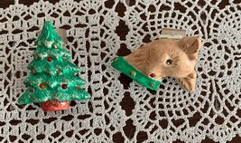 Handmade Square Dance Christmas Themed Tree Light Up 2 Tie Clips Reindeer - £8.64 GBP