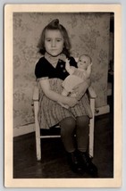 RPPC Darling Little Girl Holding Her Baby Doll Photo Postcard S30 - £15.94 GBP