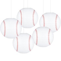 12 Inch Baseball Paper Lanterns For Sports Baseball Birthday Party Decoration Pa - £14.83 GBP