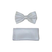 Men Bow Tie Hankie Formal Tuxedo, Business Suit #BT10 White Pique - $19.99