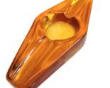 Vintage Heavy Honey Amber Glass Ashtray 2 Cigar Canoe Form 10&quot; x 4&quot; - $40.05