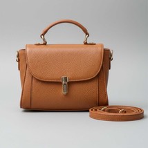 Mini Tan Leather Evening Bag with Clasp | Top-Handle, Small Dressy Handb... - $3,659.40 MXN