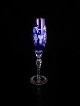 ajka marsala crystal cobalt blue champagne flute 9&quot; Tall - $175.00