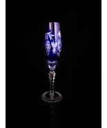 ajka marsala crystal cobalt blue champagne flute 9&quot; Tall - £139.38 GBP