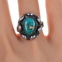 sz7 Vintage Navajo silver and turquoise ring hj - £91.62 GBP