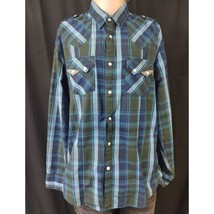 GbyGuess Men&#39;s Green/Blue Shirt/Pearl Snap/Long Sleeve SzL SKU3300 - $19.64